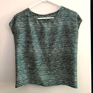 Vintage silky green striped blouse top